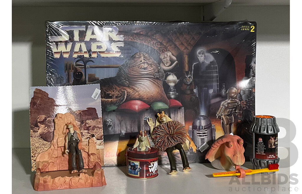 Star Wars Jabba the Hutt Collectables Including Unopened Throne Room Action Scene, Toothbrush Holder and Toothbrush and More