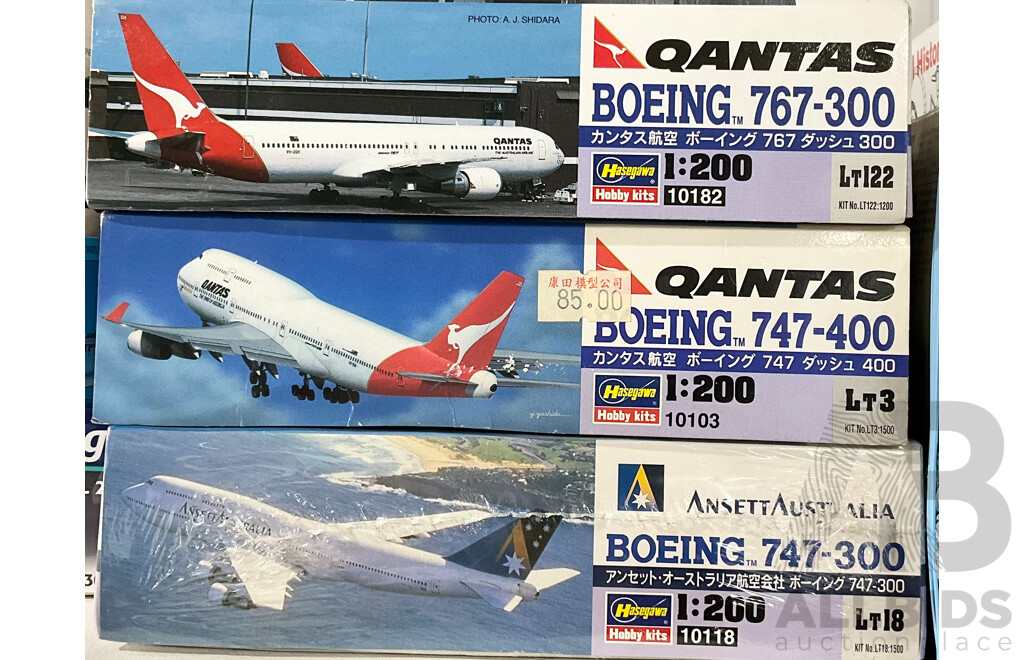 Hasegawa Qantas Boeing 767-300, Qantas Boeing 747-300 and Ansett 747-300 1:200 Scale