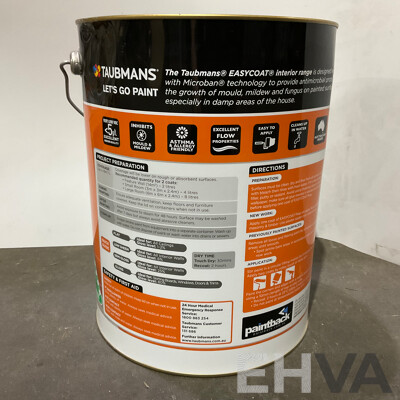 TAUBMANS Lot of 6 Easy Coat Low Sheen White for Interior Walls Paint 10L - Estimated Total ORP $871.00