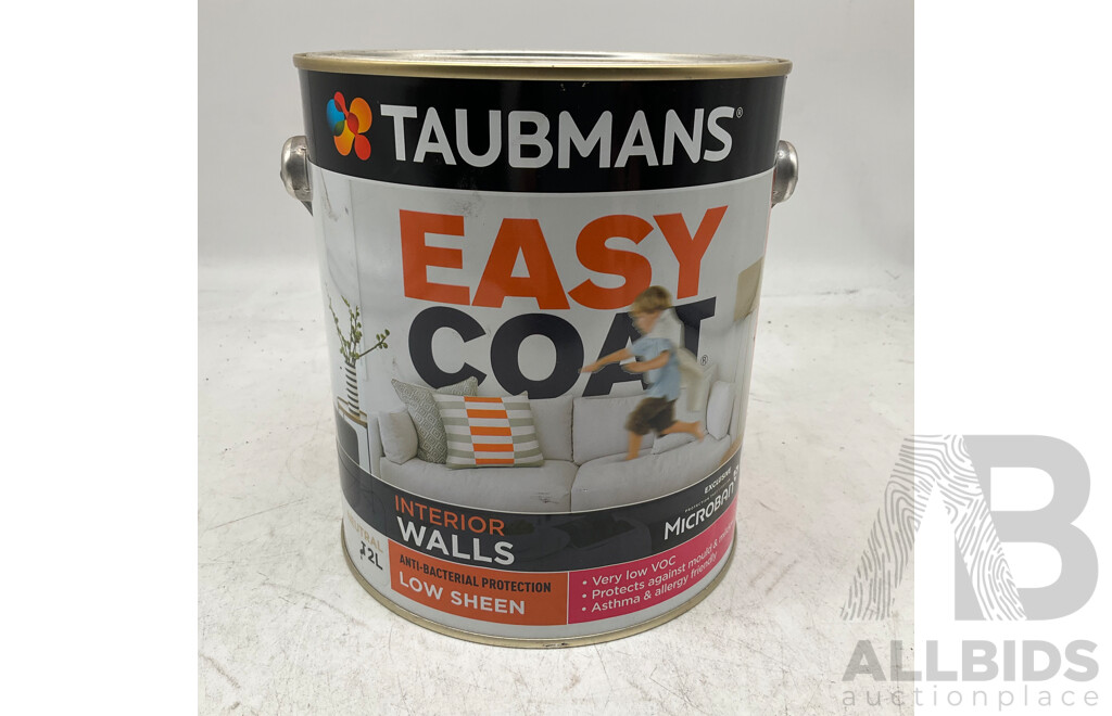 TAUBMANS Lot of 7 Easy Coat  Low Sheen Neutral for Interior Walls Paint 2L - Estimated Total ORP $379.00