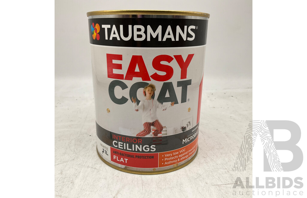 TAUBMANS Lot of 18 Easy Coat Flat White for Interior Ceiling 1L - Estimated Total ORP $759.00