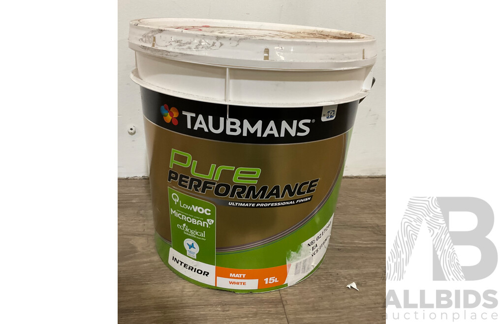 TAUBMANS Lot of 3 Pure Performance Matt White for Interior 15L - Estimated Total ORP $500.00