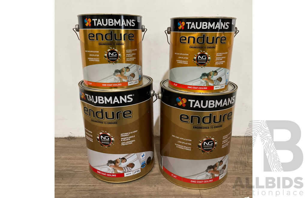 TAUBMANS Lot of 4 Endure Flat White One Coat Ceiling - Estimated Total ORP $580.00