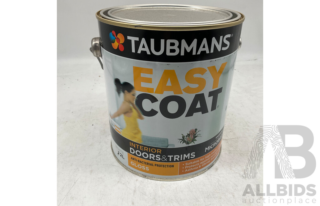 TAUBMANS Lot of 6 Easy Coat Gloss White for Interior Doors & Trims Paint 2L - Estimated Total ORP $324.00