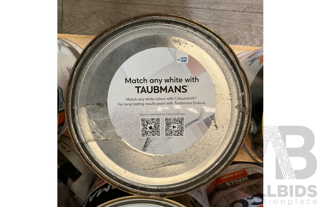 TAUBMANS Lot of 17 Low Sheen Mixed/unknown Colour for Interior Walls Paints 10L