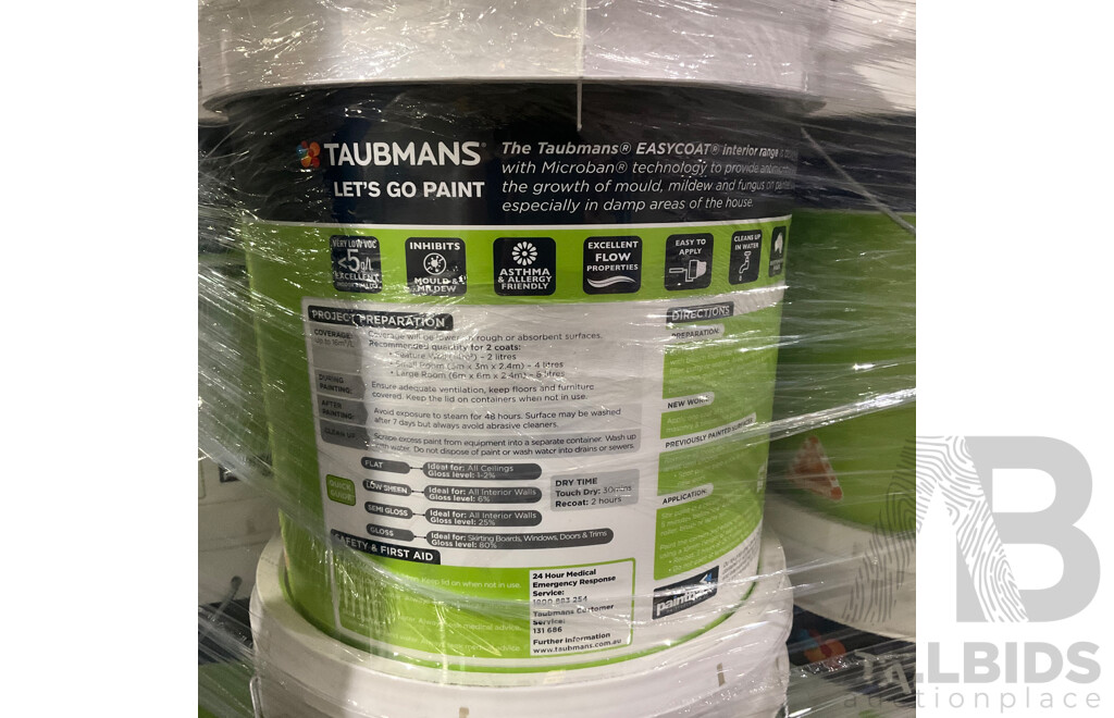 TAUBMANS Easy Coat Semi Gloss White for Interior Walls 15L - Lot of 2 - Estimated Total ORP $380.00