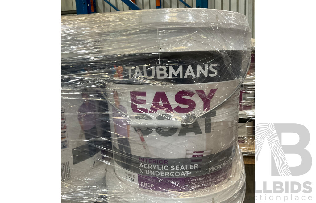 TAUBMANS Easy Coat Interior Acrylic Sealer and Undercoat Prep White 15L - Lot of 2 - Estimated Total ORP $400.00