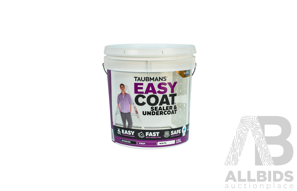 TAUBMANS Easy Coat Interior Acrylic Sealer and Undercoat Prep White 15L - Lot of 9 - Estimated Total ORP $1800.00