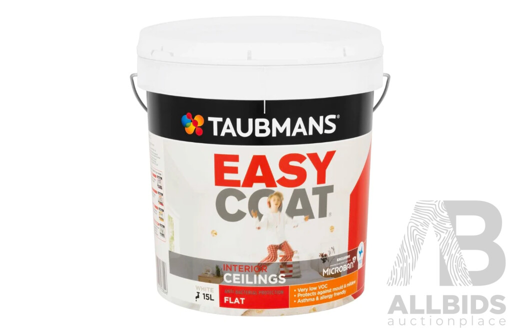 TAUBMANS Easy Coat Interior Ceiling Flat White  Paint 15L - Lot of 2 - Estimated Total ORP $315.00