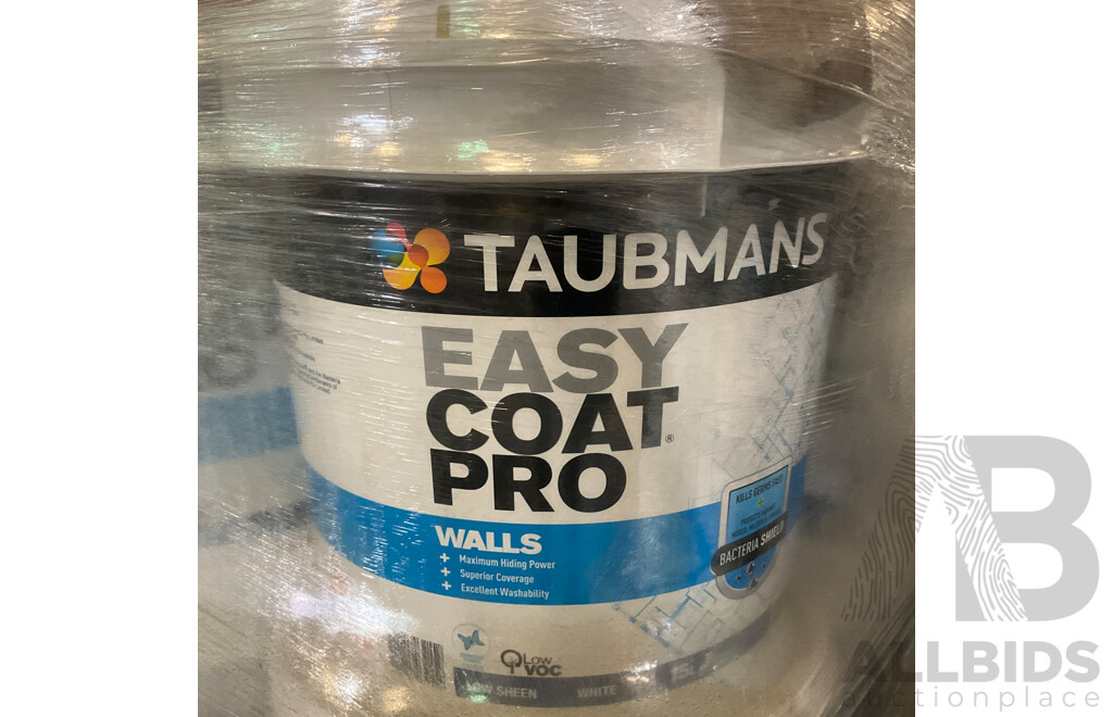 TAUBMANS Easy Coat PRO Low Sheen White for Walls 15L - Lot of 2 - Estimated Total ORP $360.00