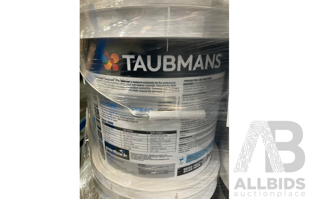 TAUBMANS Easy Coat PRO Low Sheen White for Walls 15L - Lot of 2 - Estimated Total ORP $360.00