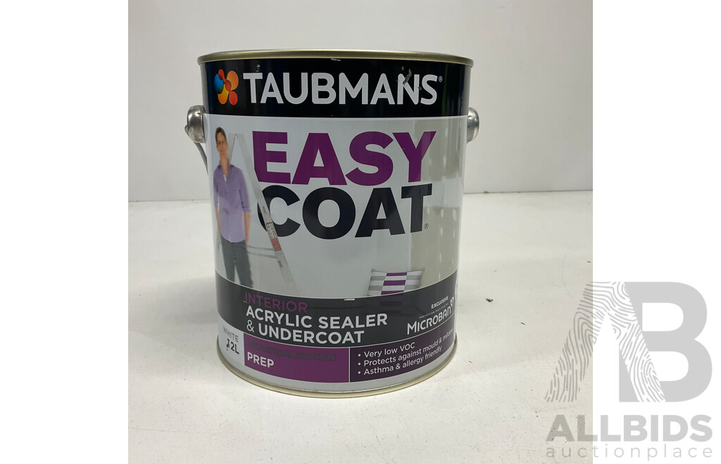 TAUBMANS Lot of 8 Easy Coat Acrylic Sealer Undercoat White Paint 2L - Estimated Total ORP $383.00