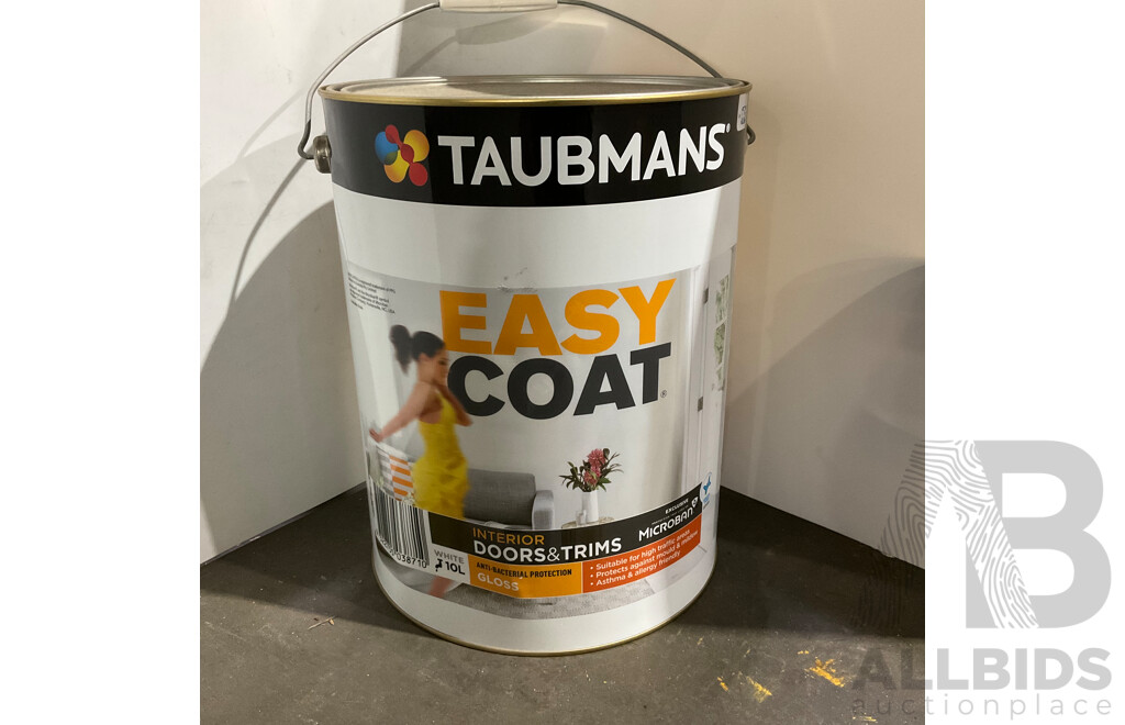 TAUBMANS  Lot of 3 Easy Coat Gloss White for Interior Doors & Trims 10L - Estimated Total ORP $435.00