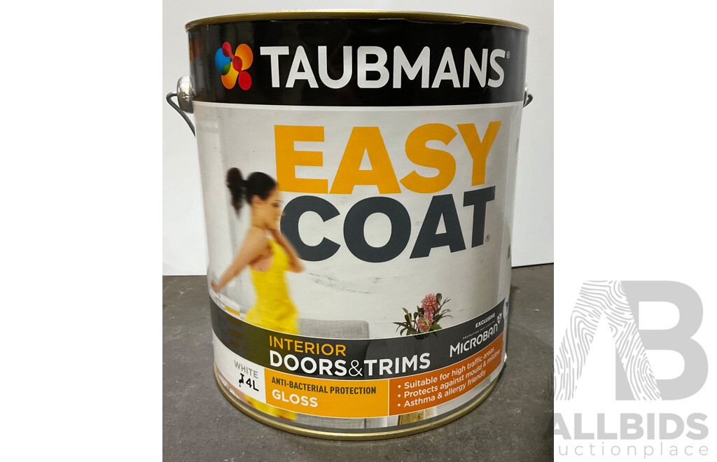 TAUBMANS Lot of 6 Easy Coat Gloss White for Interior Doors & Trims 4L - Estimated Total ORP $423.00