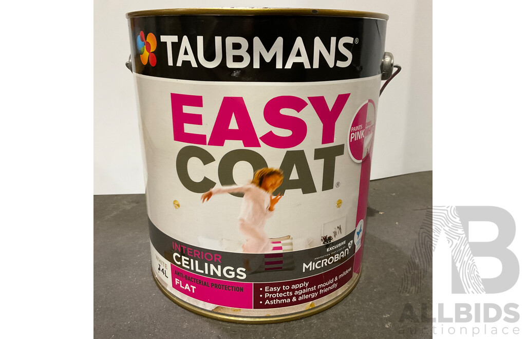 TAUBMANS Lot of 6 Easy Coat Flat White for Interior Ceiling 4L - Estimated Total ORP $423.00