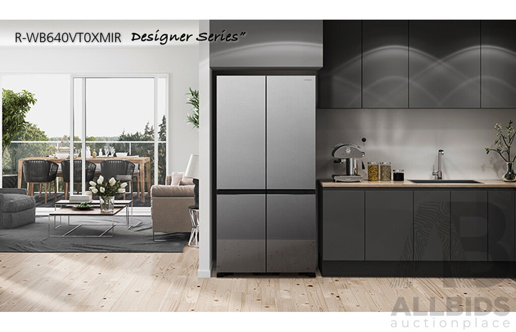 HITACHI RWB640VT0XMIR - 638L 4 Door French Door Refrigerator with Ice - Mirror Glass  ORP $3,799