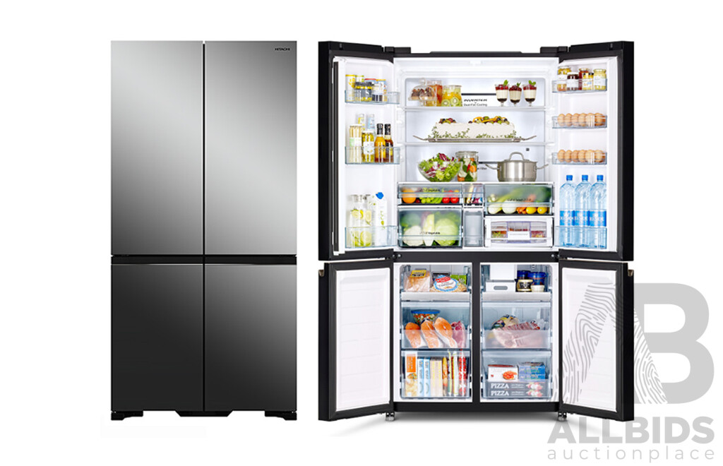 HITACHI RWB640VT0XMIR - 638L 4 Door French Door Refrigerator with Ice - Mirror Glass  ORP $3,799