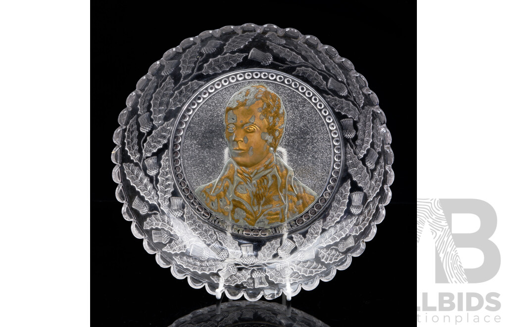 Antique Pressed Glass Robbie Burns Commemorative Plate