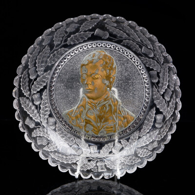 Antique Pressed Glass Robbie Burns Commemorative Plate