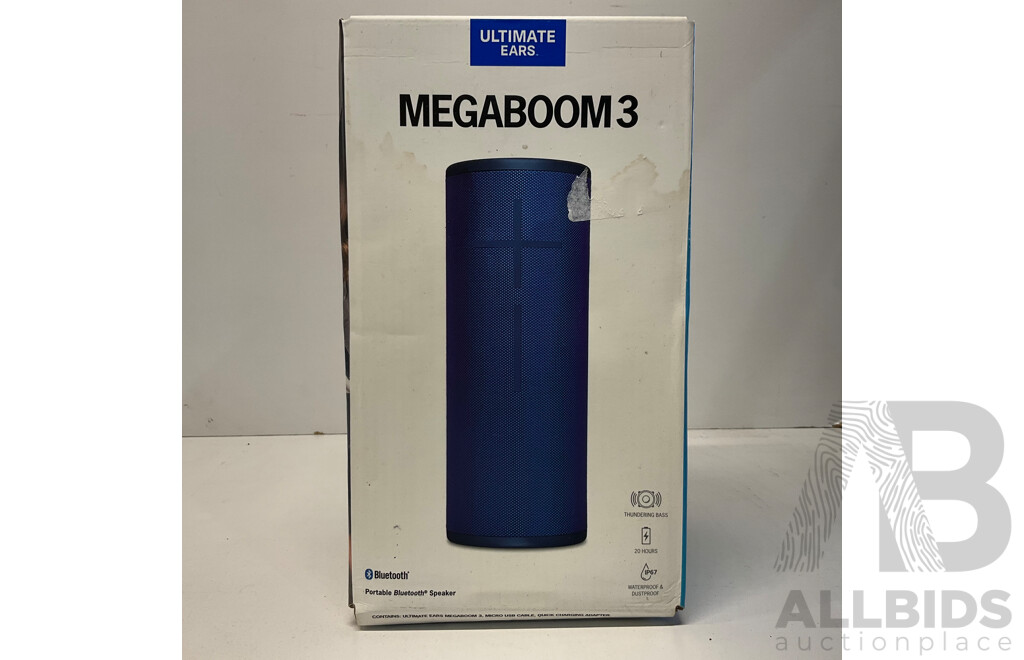 ULTIMATE EARS MEGABOOM 3 Portable Bluetooth Speaker ((Lagoon Blue) - ORP$329.00