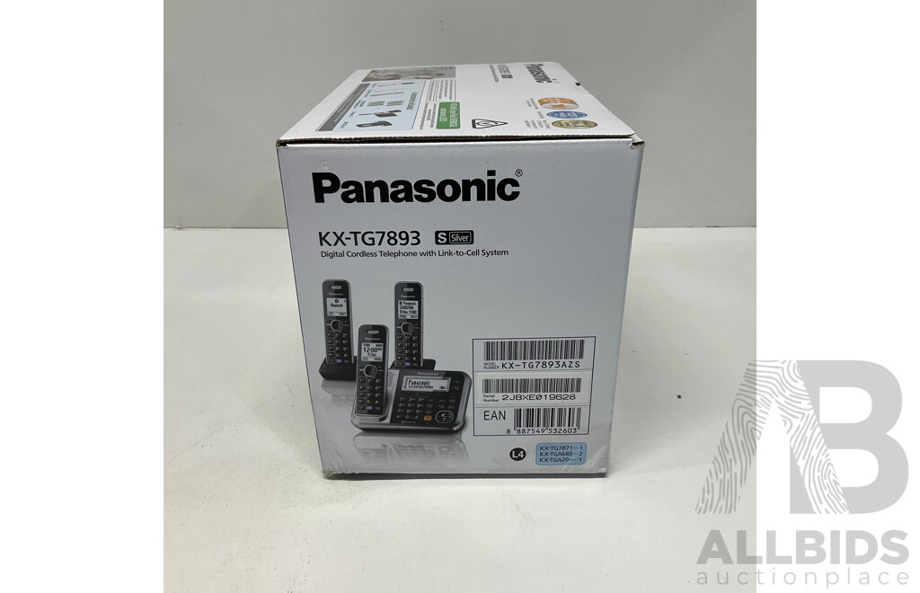 PANASONIC KXTG7893 Triple Pack Cordless Phone (Silver) - ORP $219.00