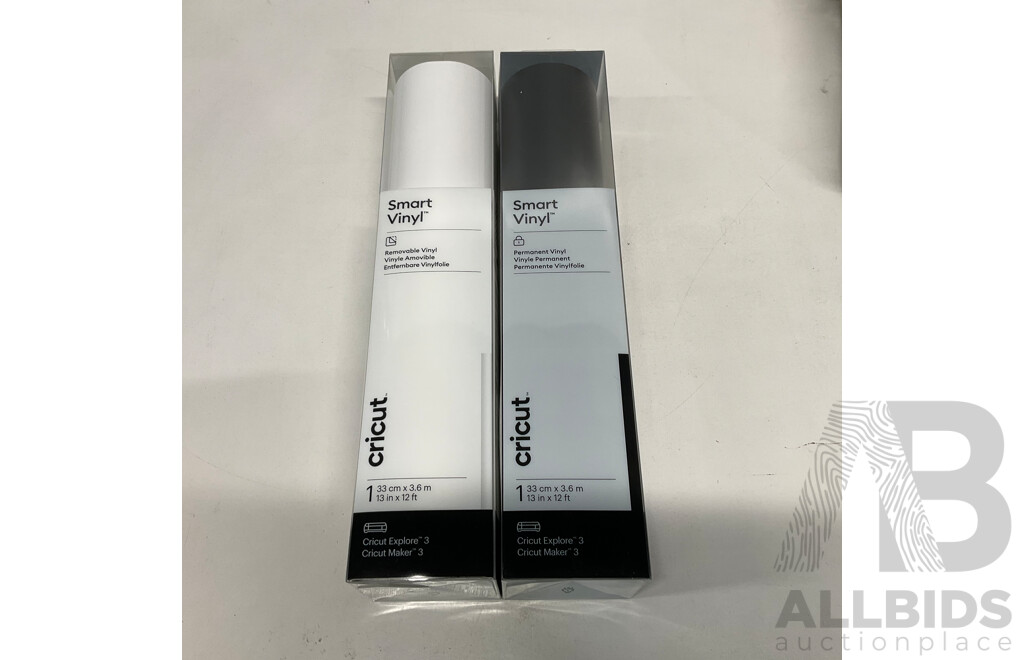 CIRCUT Smart Materials Vinyl Pack & Smart Permanent Vinyl (Black) & Removable Vinyl (White) - Lot of 3 - Estimated Total ORP $168.00