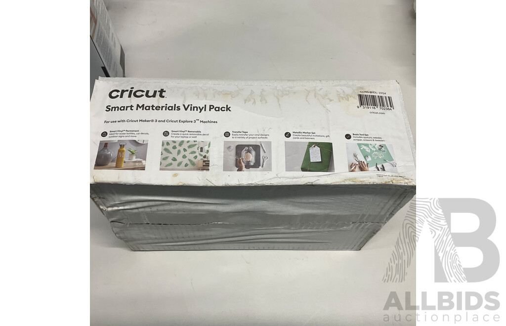 CIRCUT Smart Materials Vinyl Pack & Smart Permanent Vinyl (White) & Removable Vinyl (Black) - Lot of 3 - Estimated Total ORP $168.00