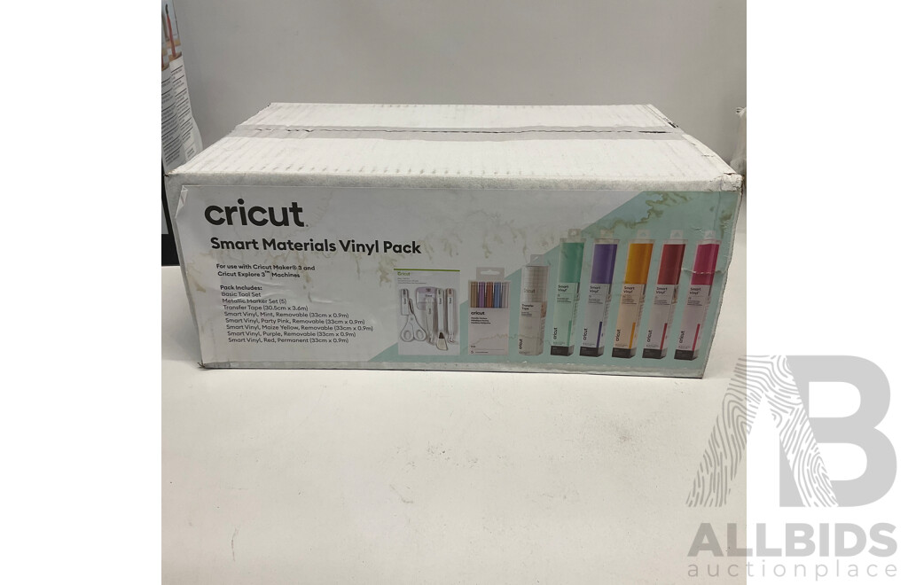 CIRCUT Smart Materials Vinyl Pack & Smart Permanent Vinyl (White) & Removable Vinyl (Black) - Lot of 3 - Estimated Total ORP $168.00