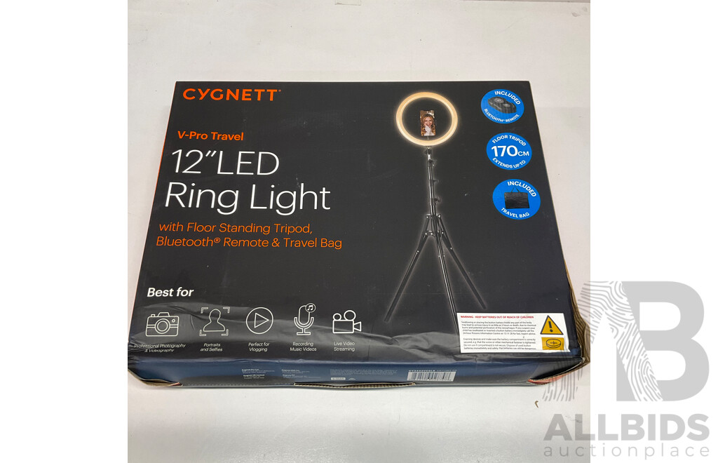 CYGNETT V-PRO 12inch Travel Ring Light - Lot of 2  - Estimated Total ORP $158.00
