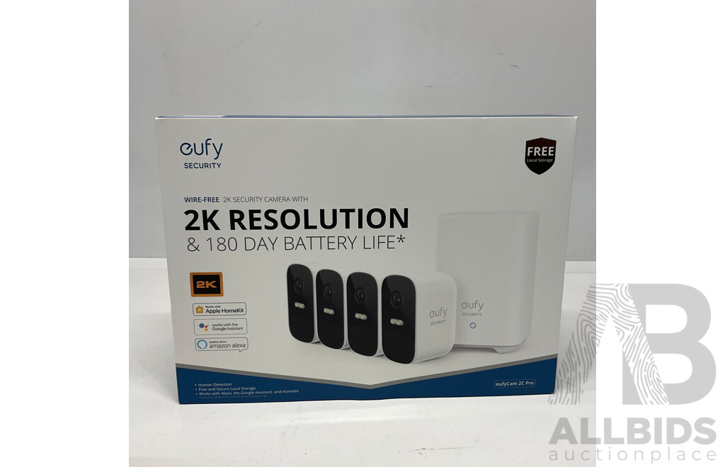 EUFY 2C Pro 2K Security System & Homebase (4 Camera) - ORP $799.00