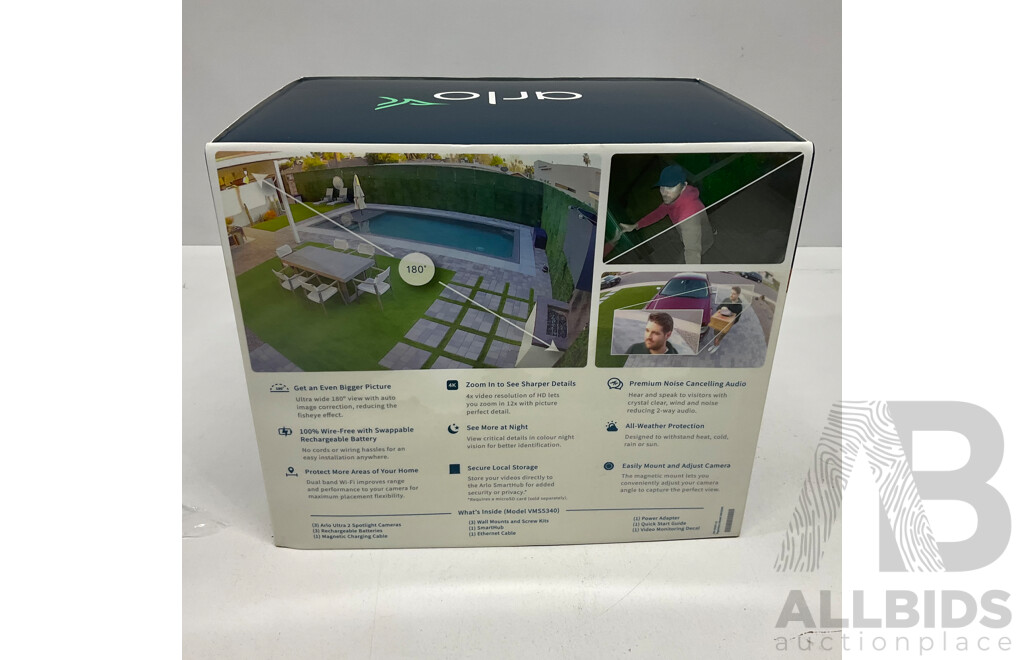 ARLO Ultra 2 4K UHD 3 Wire-Free Security Spotlight Camera System & Smart Hub - ORP $1,099.00