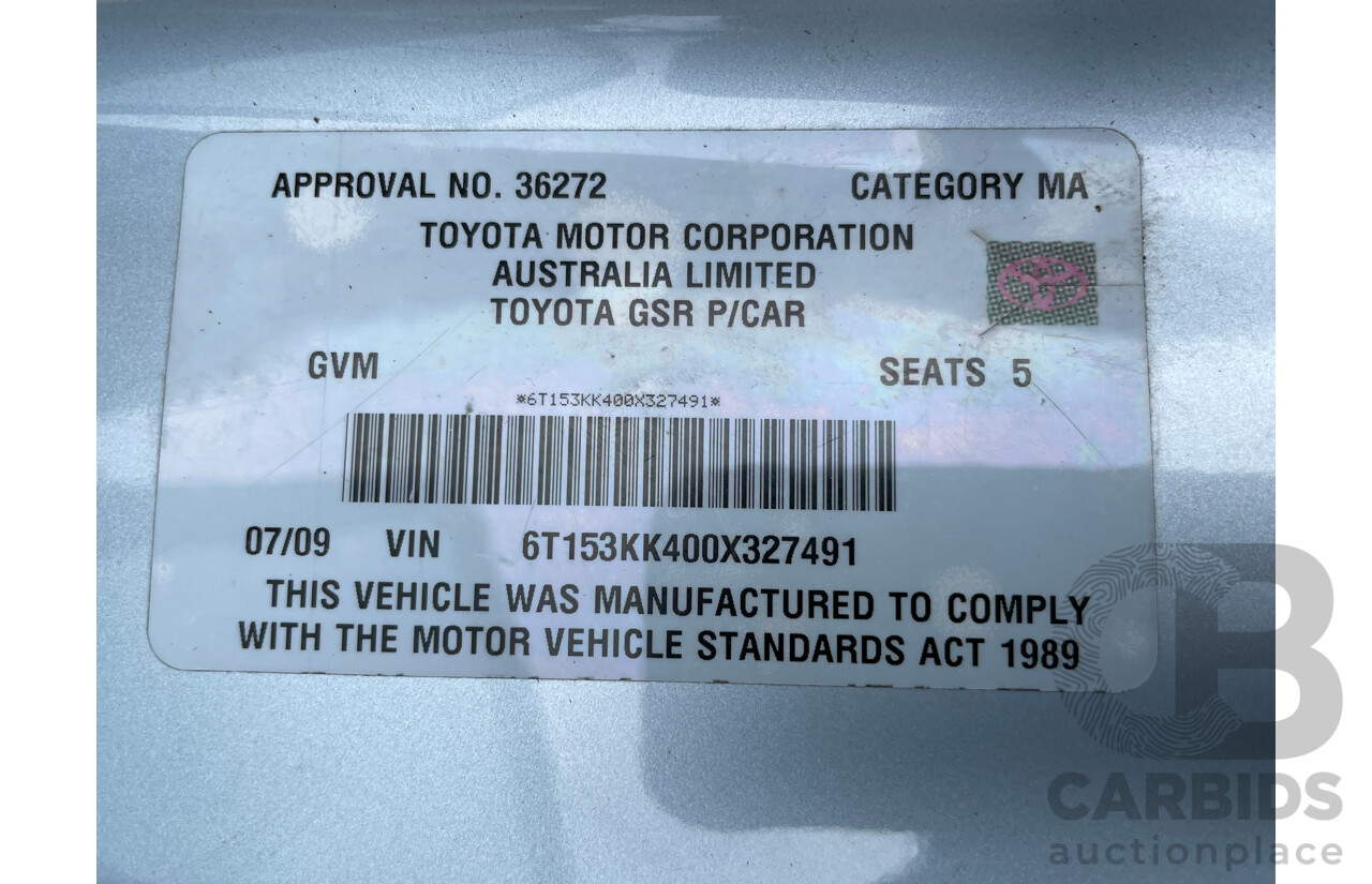 7/2009 Toyota Aurion Prodigy GSV40R 4d Sedan Blue 3.5L