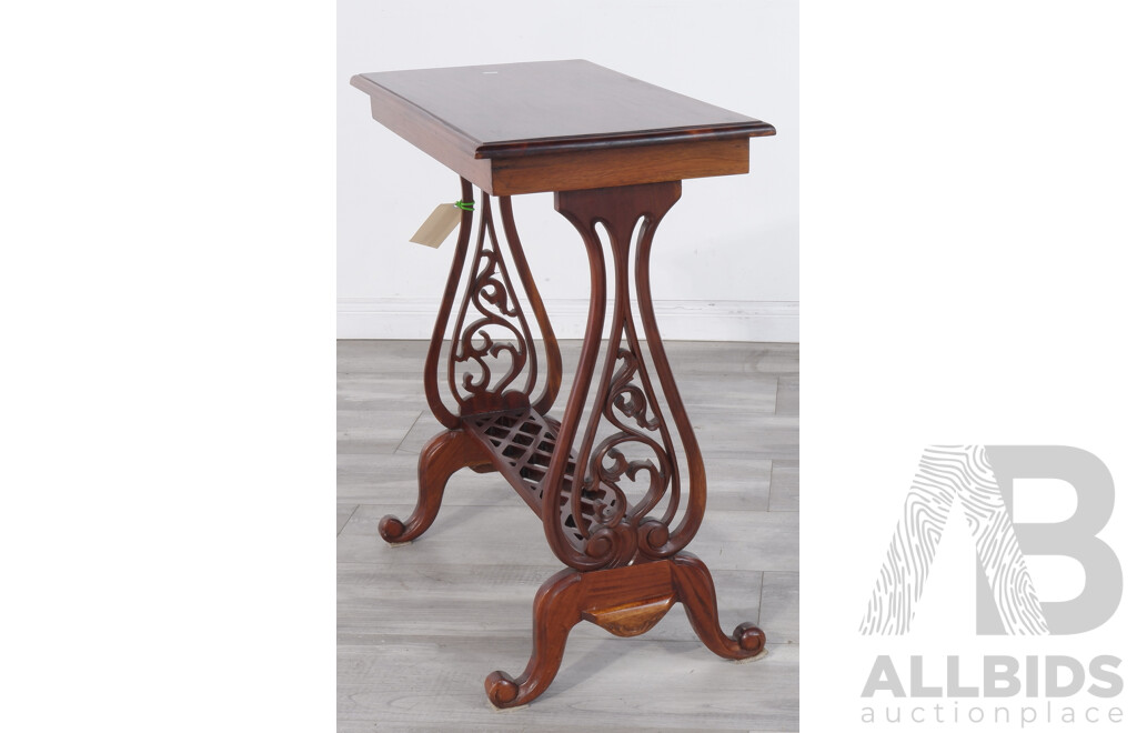 Antique Style Occassional Table with Carved Sides