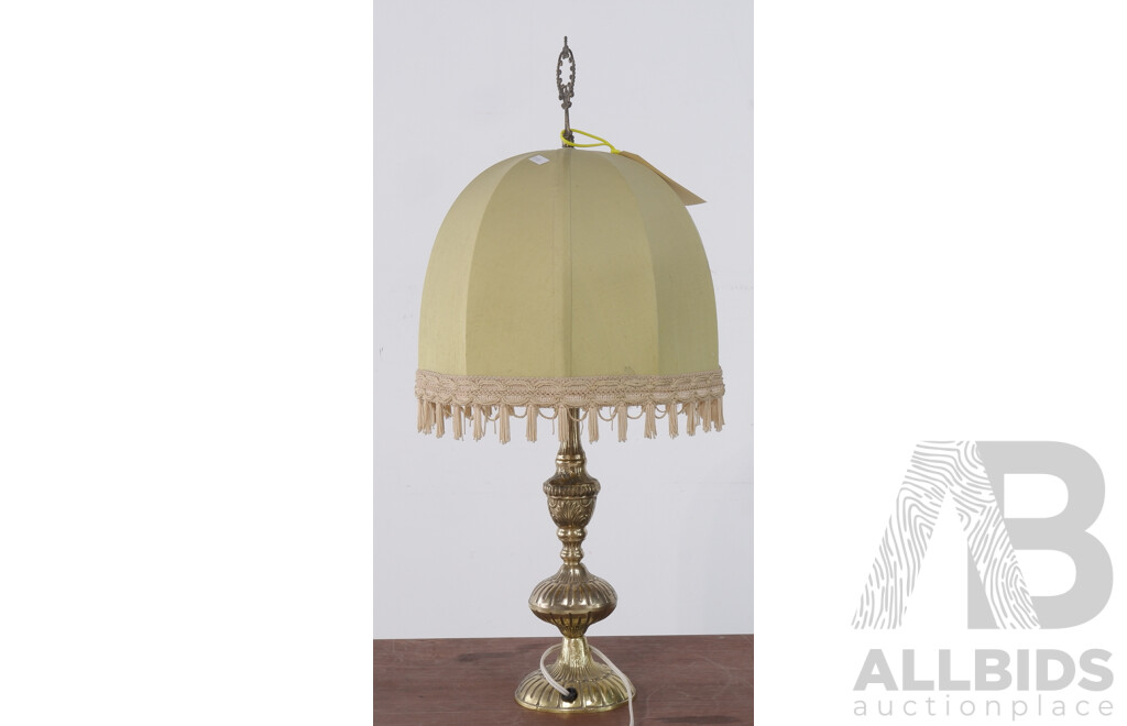 Vintage Brass Table Lamp with Domed Shade