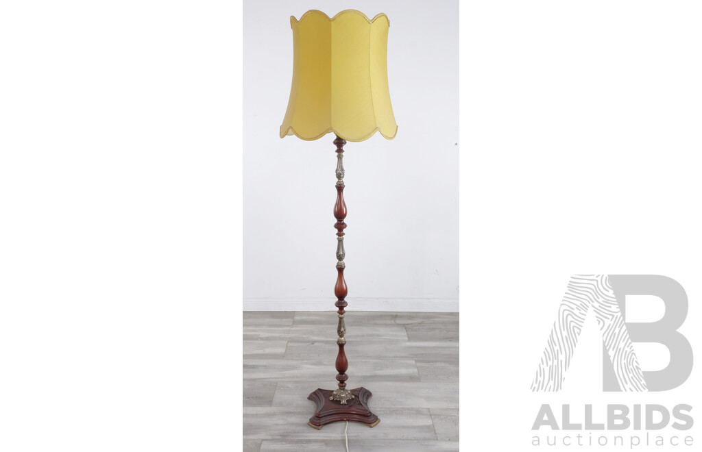 Vintage Floor Lamp with Large Yellow Shade