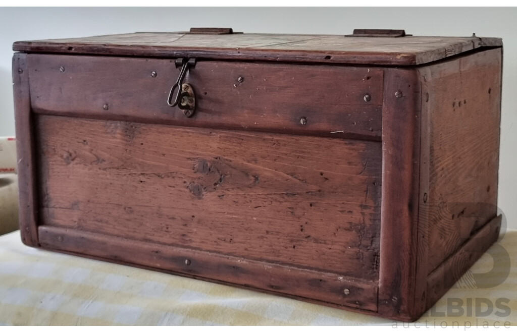 Vintage Wooden Chest with Art Items and Materials