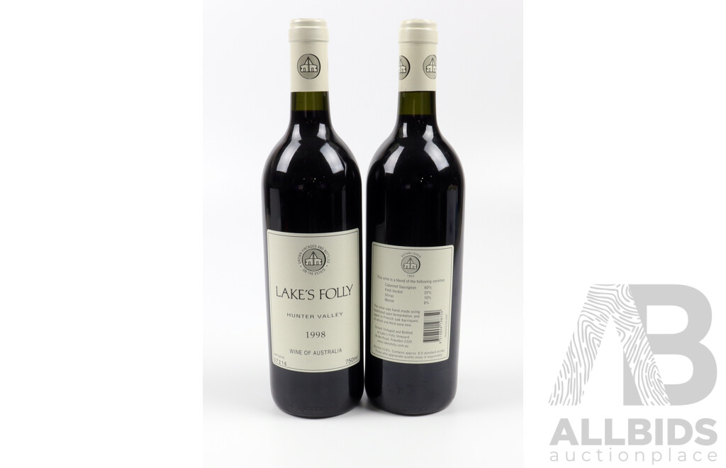 Lot of Two 1998 Lake's Folley Hunter Valley Cabernet Blend, 750ml