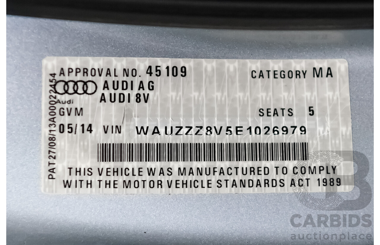 5/2014 Audi A3 1.8 TFSI Ambition Quattro (AWD) 8V MY14 4d Sedan Metallic Silver Turbo 1.8L
