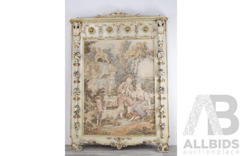 Vintage Italinate Hall Stand with Large Scenic Tapestry