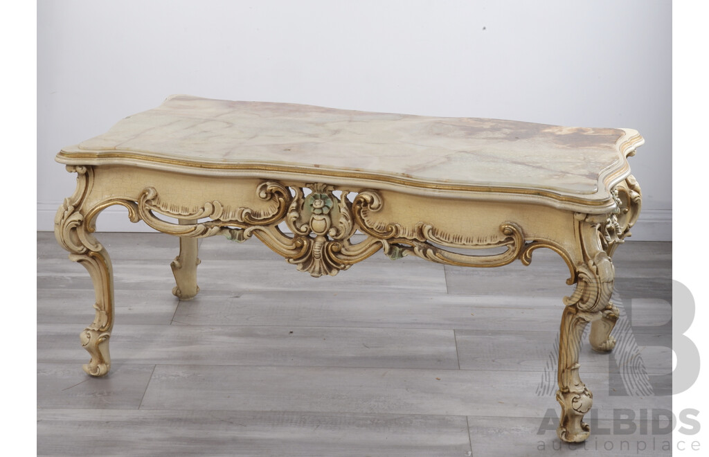 Vintage Italianate Coffee Table with Alabaster Top
