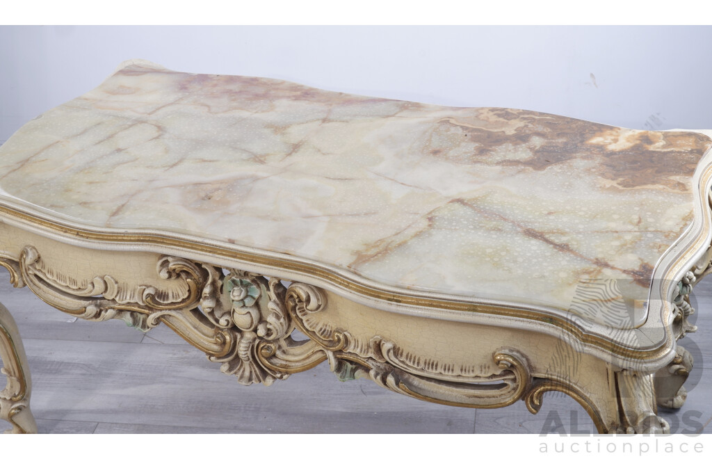 Vintage Italianate Coffee Table with Alabaster Top