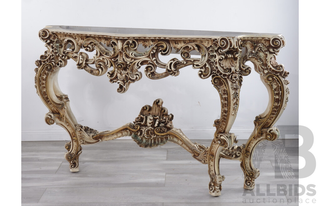 Vintage Italianate Scroll Work Console Table