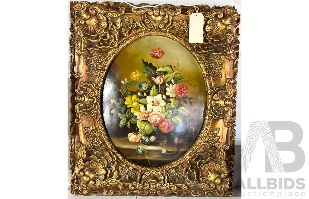 Large Ornate Gilded Frame with Handpainted Still Life