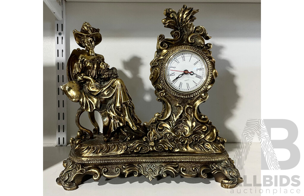 Ornate Gold Tone Mantle Clock