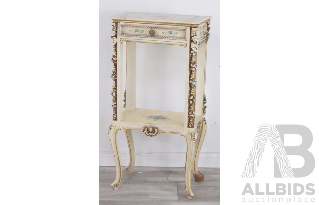 Vintage Ornate Italianate Side Table with Small Drawer
