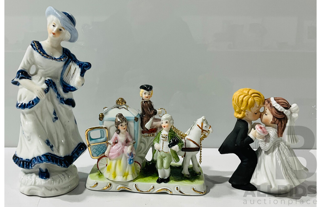 Quantity of Ceramic Figurines Bomboniere - Varied Including Bride and Groom and  Figurines with Musical Instruments