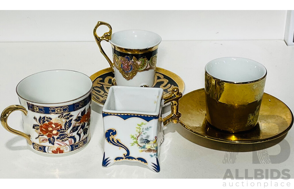 Quantity of Decorative and Varied Espresso and Coffee Cups and Saucers