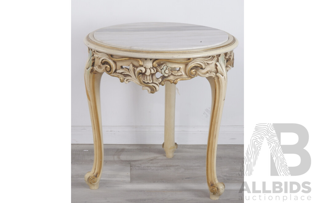 Vintage Ornate Italianate Console Table with Marble Top