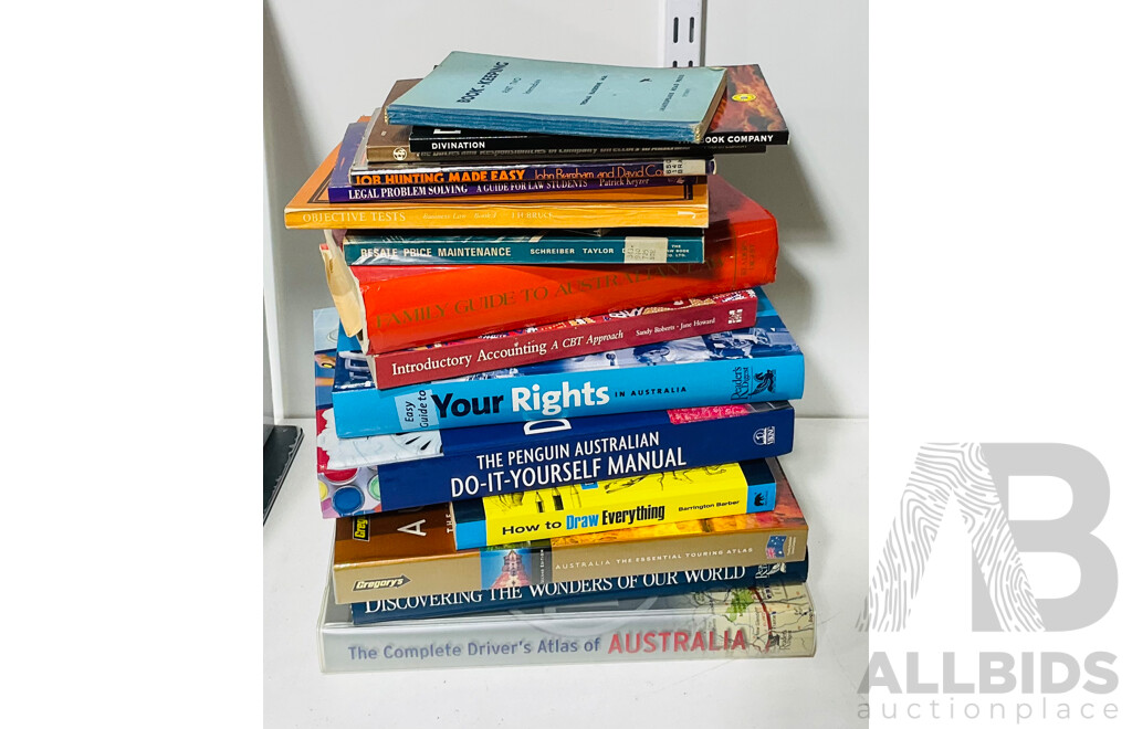 Collection of Varied Vintage Reference Books Including the Complete Driver’s Atlas to Australia, Job Hunting Mass Easy and More