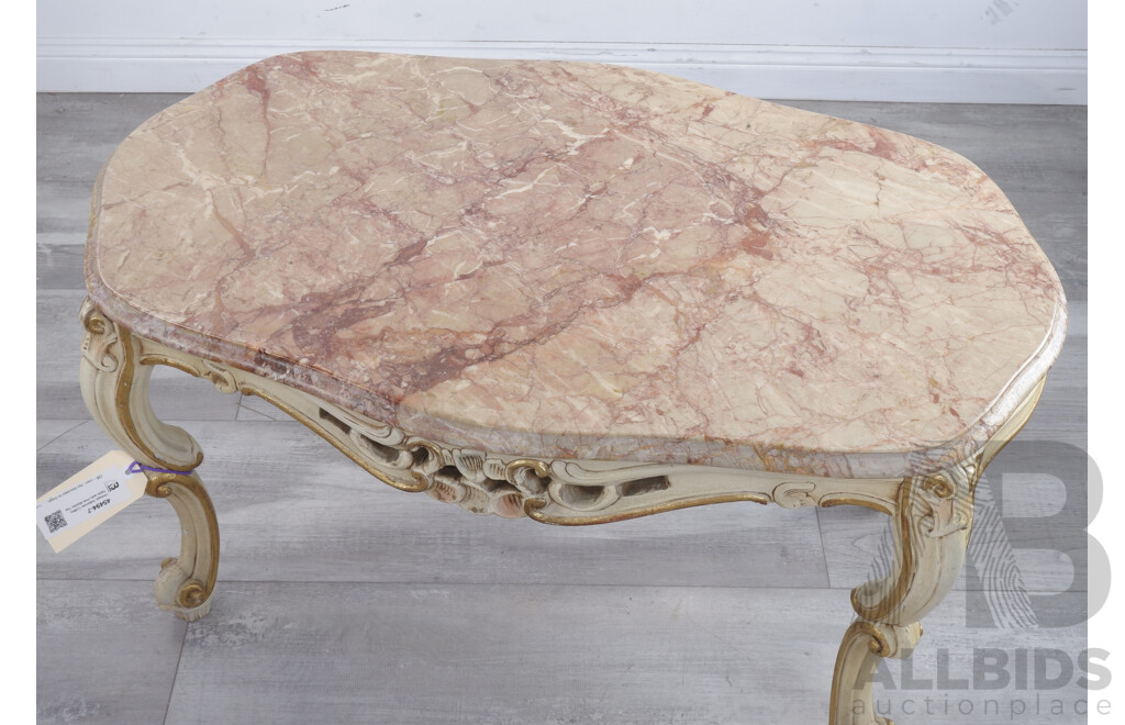 Vintage Italianate Coffee Table with Pink Marble Top